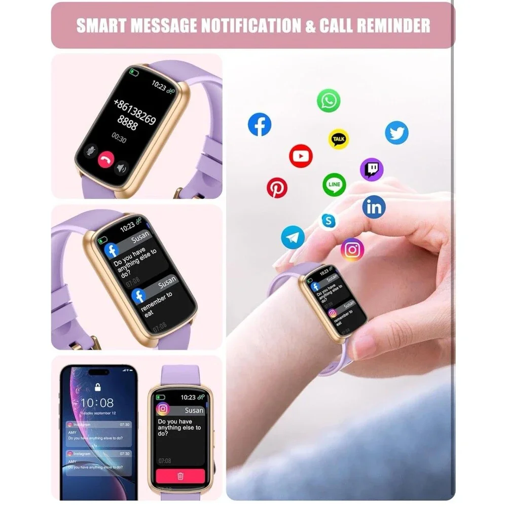 Fitness Tracker, Smart Watch for Women Men with 24/7 Heart Rate/Blood Pressure..